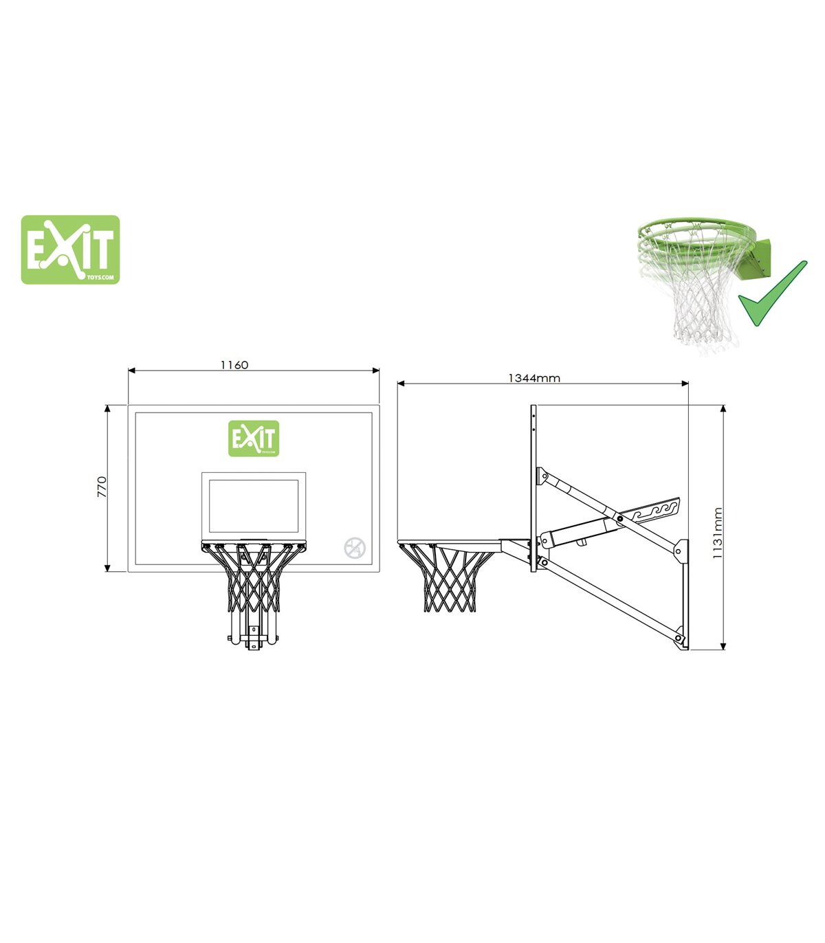 Basket basket Exit sistema di montaggio a parete con dunkring