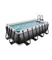 Piscine rectangulaire EXIT Piscine Cuir Noir 400x200x100cm avec pompe filtre à sable - noir