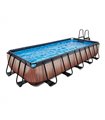 Piscina rettangolare EXIT Wood Pool 540x250x100cm con pompa filtro a sabbia - marrone