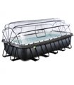 Piscine rectangulaire EXIT Piscine Cuir Noir 540x250x100cm avec pompe filtre à sable et couverture - noir