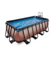 Rectangular pool EXIT Wood Pool 400x200x122cm with sand filter pump - brown