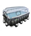 Rectangular pool EXIT Black Leather Pool 400x200x122cm with sand filter pump and cover - black