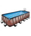 Pool rectangular EXIT Wood Pool 540x250x122cm with sand filter pump - brown