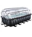 Piscine rectangulaire EXIT Piscine Cuir Noir 540x250x122cm avec pompe filtre à sable et couverture - noir