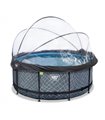 Piscina rotonda EXIT Stone Pool ø360x122cm con pompa filtro a sabbia e copertura - grigia