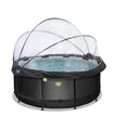 Pool round EXIT Black Leather Pool ø360x122cm with sand filter pump and cover - black