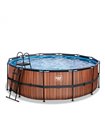 Pool round EXIT Wood Pool ø427x122cm with sand filter pump - brown