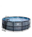 Piscina rotonda EXIT Stone Pool ø427x122cm con pompa filtro a sabbia - grigia