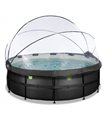 Pool round EXIT Black Leather Pool ø427x122cm with sand filter pump and cover - black