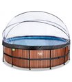 Pool round EXIT Wood Pool ø450x122cm with sand filter pump and cover - brown