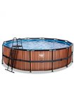 Pool round EXIT Wood Pool ø488x122cm with sand filter pump - brown