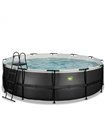 Pool round EXIT Black Leather Pool ø488x122cm with sand filter pump - black